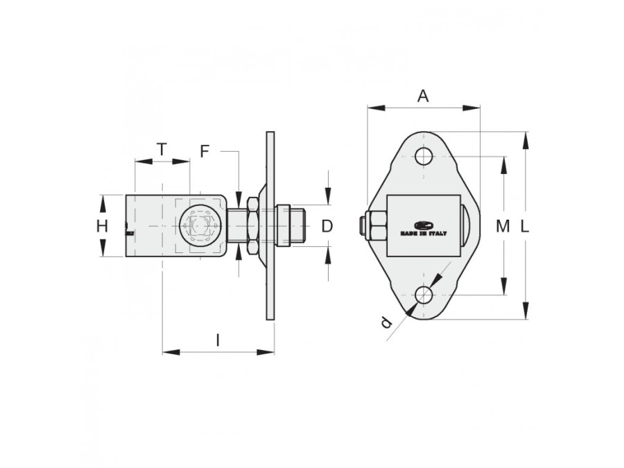 FAC S.R.L. Cardine a fascia regolabile con piastrina a 2 fori imbutita a fissare, VC1311.A22