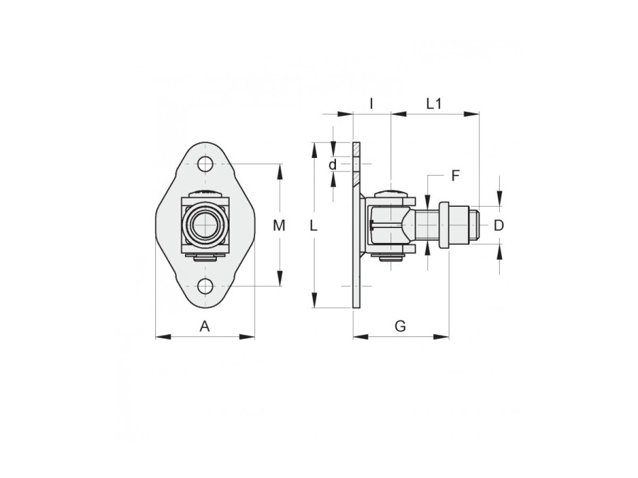 FAC S.R.L. CARDINE CON CAVALLOTTO SALDATO SU PIASTRINA A 2 FORI A FISSARE VC1214.A18 - 100 x 60 x 4 mm