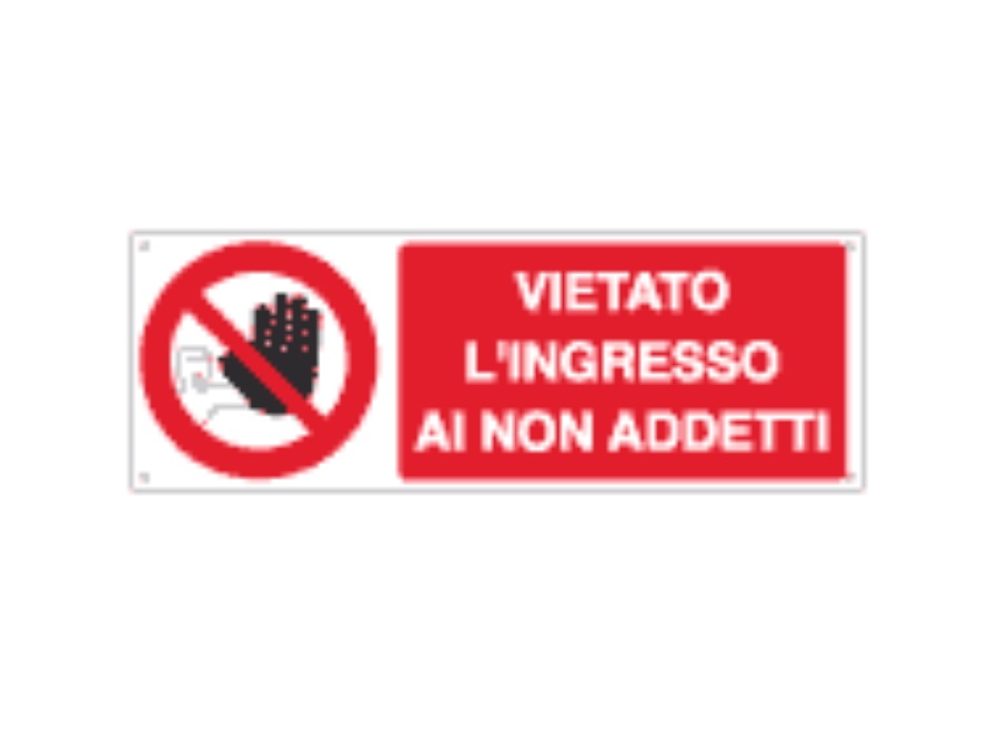 CARTELLI SEGNALATORI Cartello adesivo, EasyFix, "vietato ingresso non addetti" 35X12,5 CM