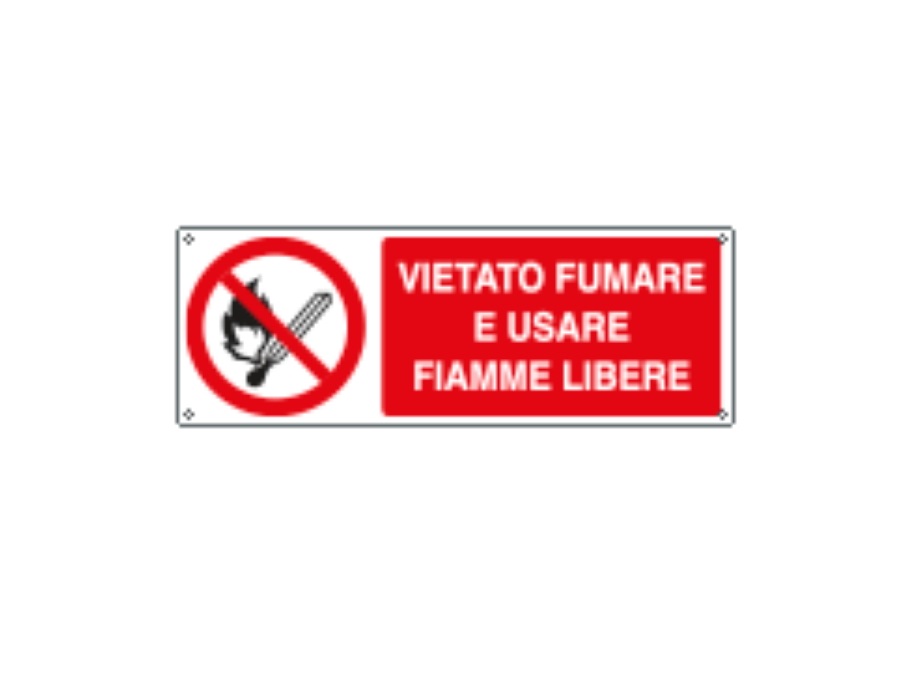 CARTELLI SEGNALATORI Cartello autoadesivo, EasyFix, "vietato FUMARE E usare fiamme libere" 35X12,5 CM