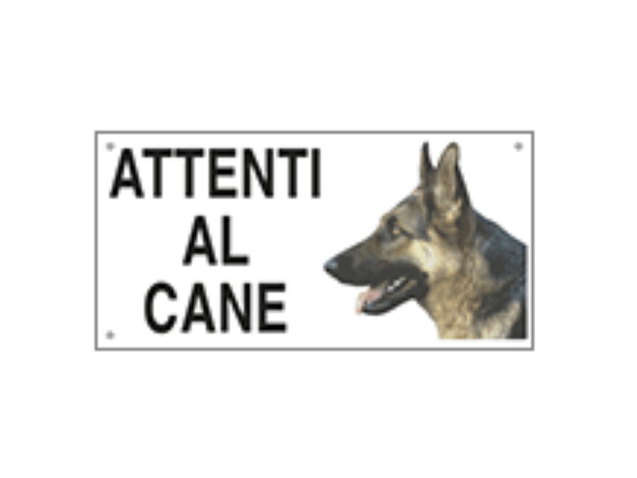 CARTELLI SEGNALATORI Cartello, EasyFix, "attenzione AL CANE" (past. tedesco) 25x12,5 cm