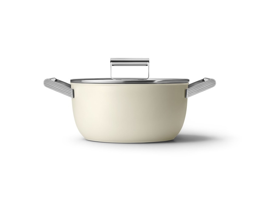 SMEG Casseruola 2 manici con coperchio, 50's style, Ø 24 cm, crema