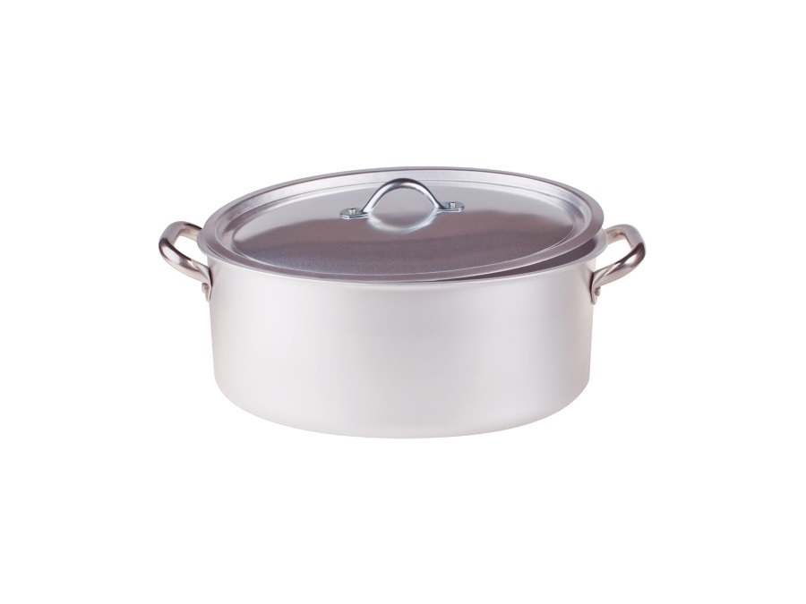 PENTOLE AGNELLI Casseruola ovale in alluminio 3mm 2 maniglie e 1 coperchio - 30x19 cm