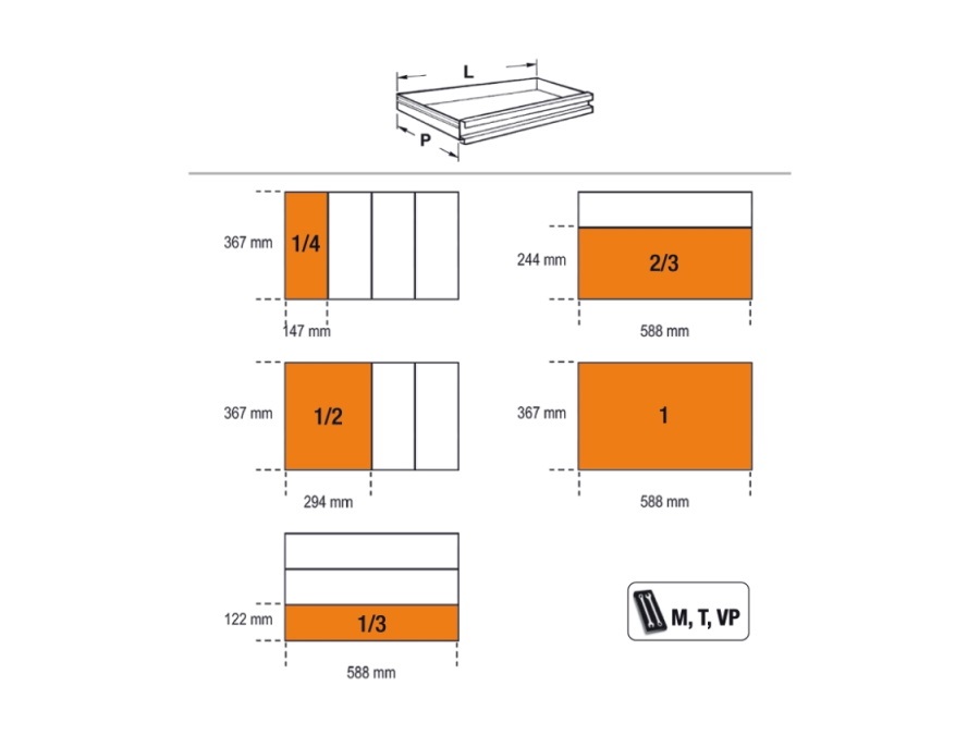 BETA UTENSILI Cassettiera porta attrezzi con 7 cassetti e ripiani laterali, nero