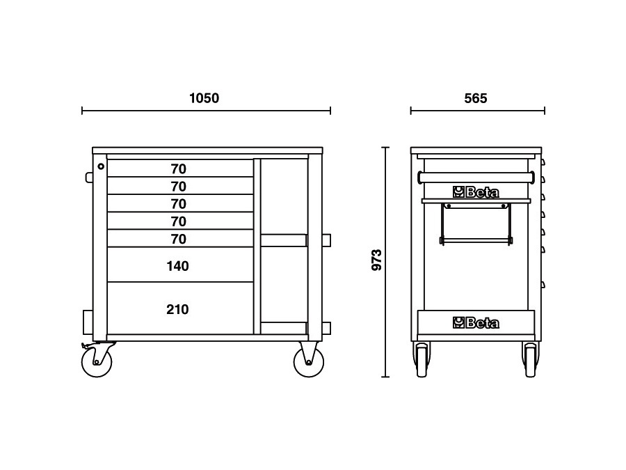 Beta utensili cassettiera porta attrezzi con 7 cassetti - art