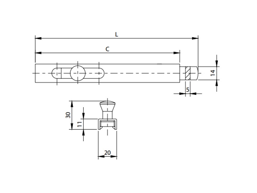 COMUNELLO CATENACCIO LEGGERO SEZIONE QUADRA da 14 mm, ART. 740 cm 15