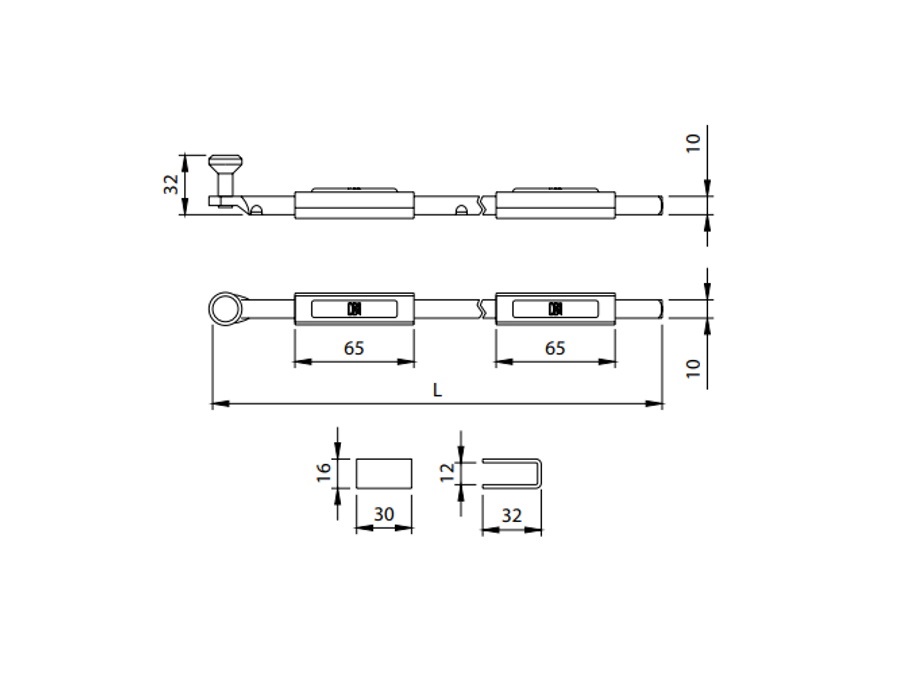 COMUNELLO CATENACCIO PUNTA SEZIONE QUADRATA 10 mm ART. 710 cm 13