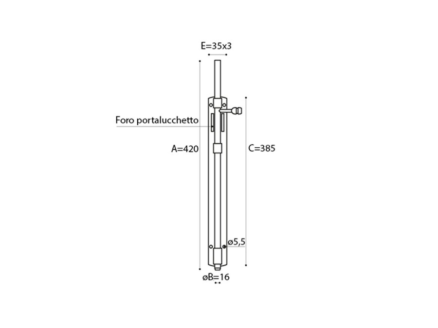 BREVETTI ADEM Catenaccio Verticale 420mm con portalucchetto - 47
