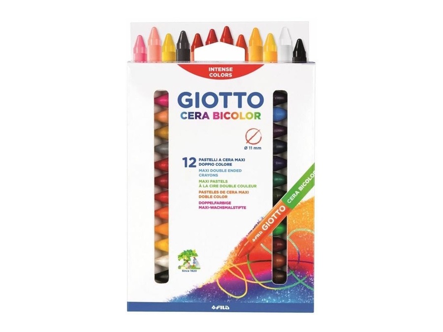 GIOTTO Cera bicolor, pastelli a cera maxi doppio colore, 12 pezzi