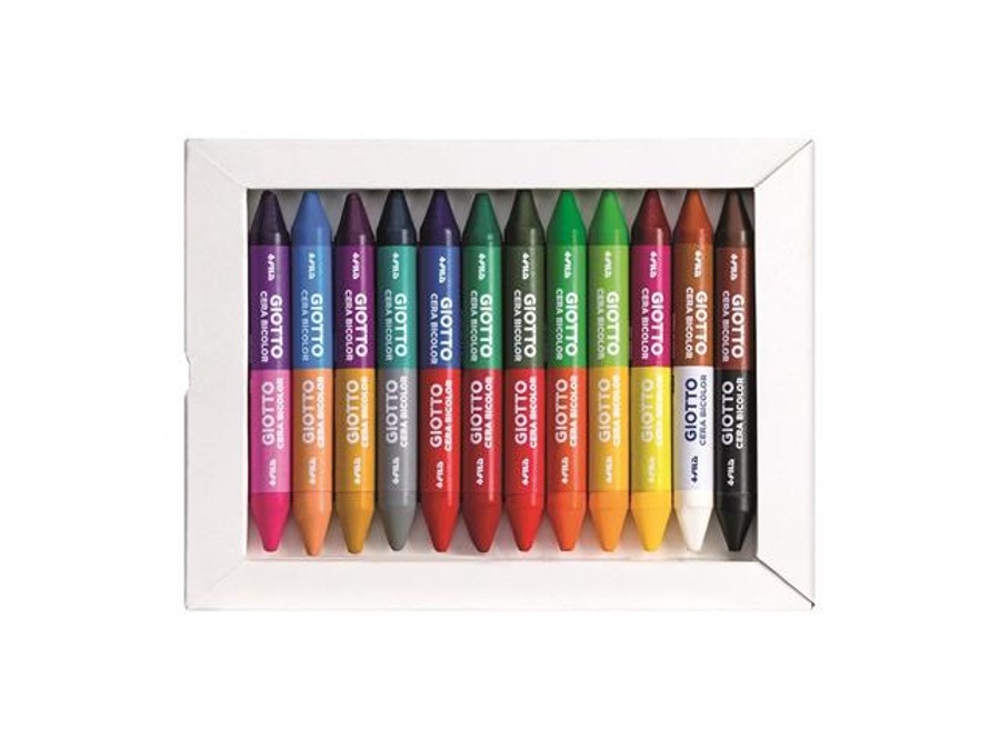 GIOTTO Cera bicolor, pastelli a cera maxi doppio colore, 12 pezzi