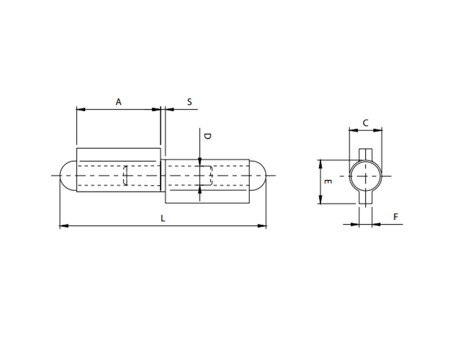 COMUNELLO CERNIERA A 2 ALI CON TAPPO SALDATO 12 cm GREZZA