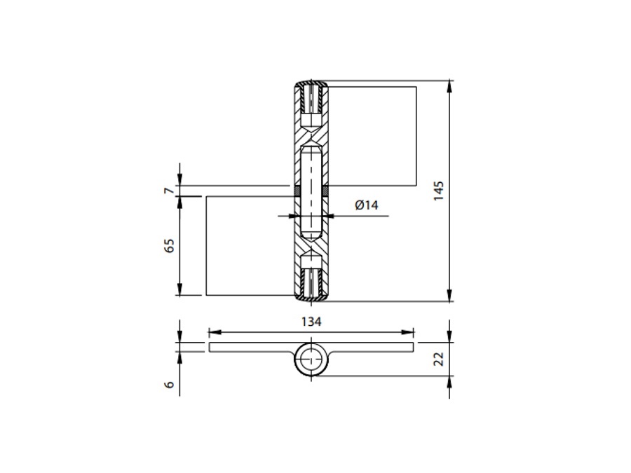 COMUNELLO CERNIERONA ALA LUNGA REVERSIBILE CON CUSCINETTO PERNO IN ACCIAIO ART. 510, 150 mm