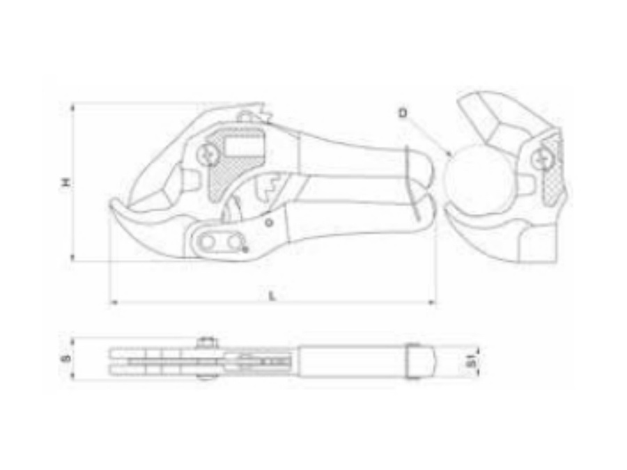 BETA UTENSILI Cesoia a cricchetto per tubi in materiale plastico, BW342