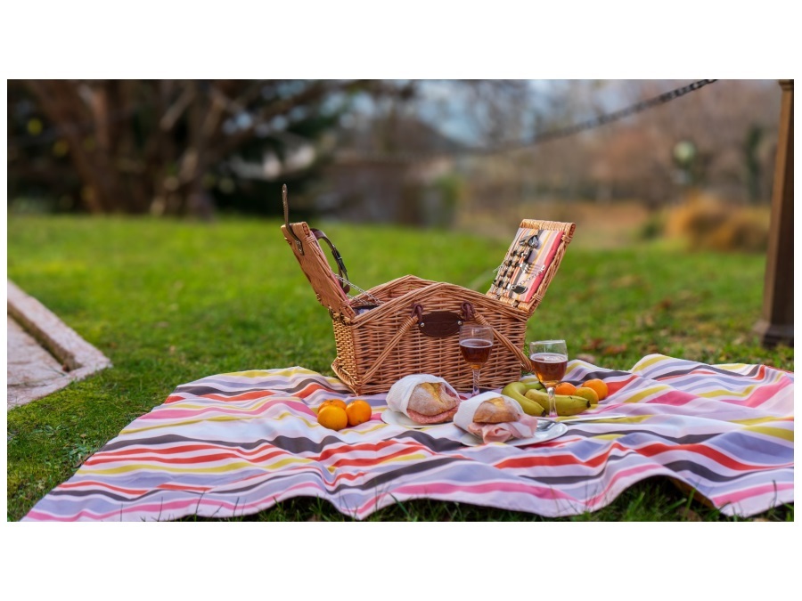 WD LIFESTYLE Cestino da picnic in vimini miele per 2 persone