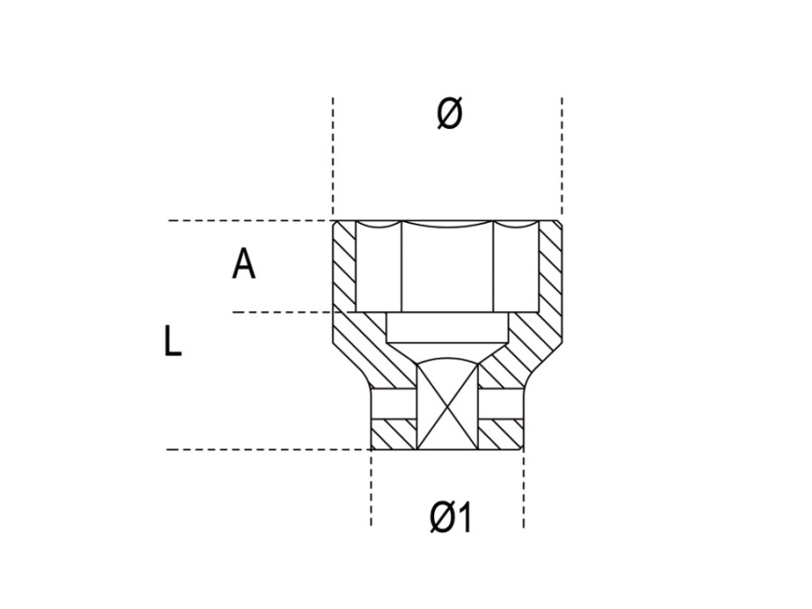 BETA UTENSILI Chiave a bussola con attacco quadro femmina 1.1/2" bocca esagonale serie normale, fosfatata