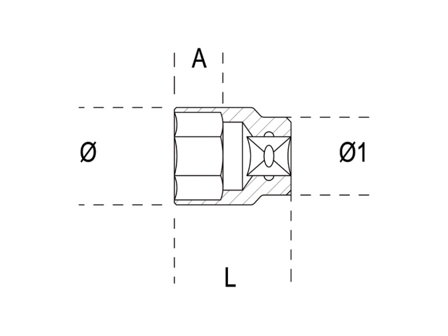 BETA UTENSILI Chiave a bussola con attacco quadro femmina 1/4" bocca poligonale, cromata