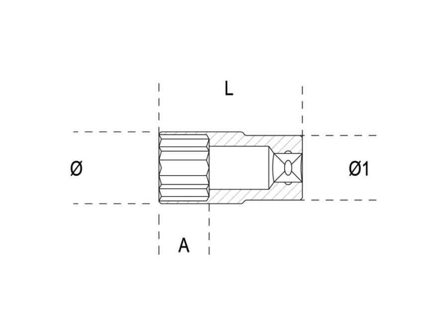 BETA UTENSILI Chiave a bussola con attacco quadro femmina 1/4", tipo lungo bocca esagonale, cromata