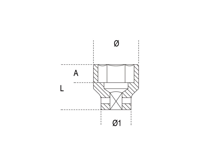 BETA UTENSILI Chiave a bussola con attacco quadro femmina 3/4" bocca esagonale serie normale, fosfatata