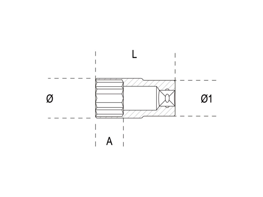 BETA UTENSILI Chiave a bussola con attacco quadro femmina 3/8", tipo lungo bocca poligonale, cromata