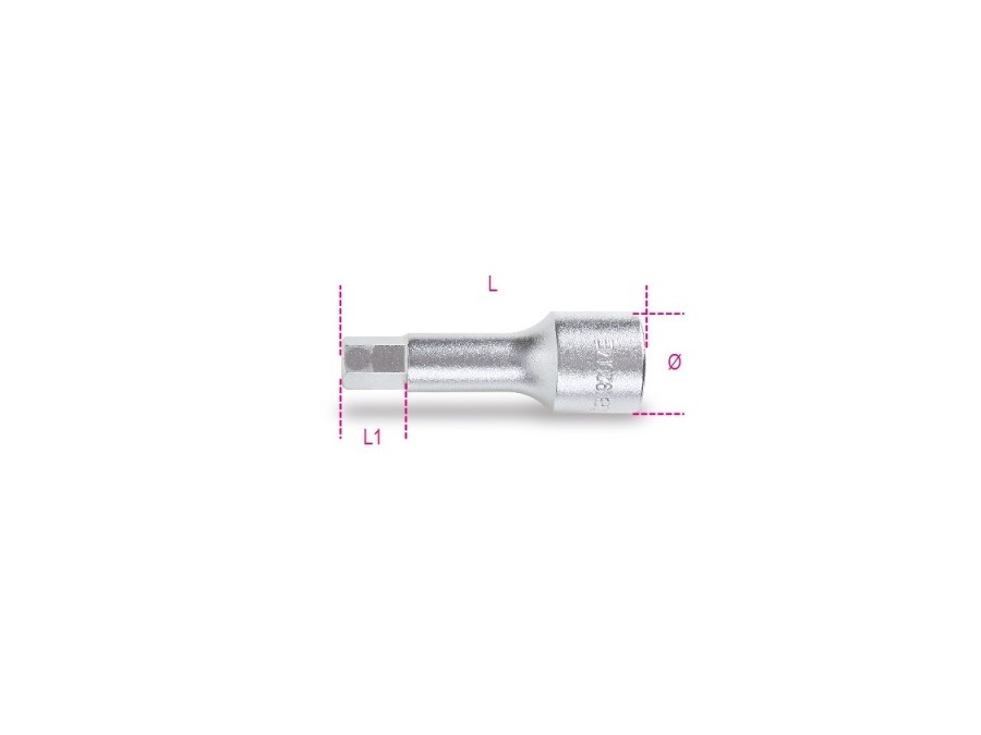 BETA UTENSILI Chiave a bussola maschio esagonale con attacco quadro femmina 1/2" cromata