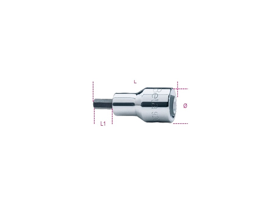 BETA UTENSILI Chiave a bussola maschio esagonale con attacco quadro femmina 1/2" cromata - inserti bruniti