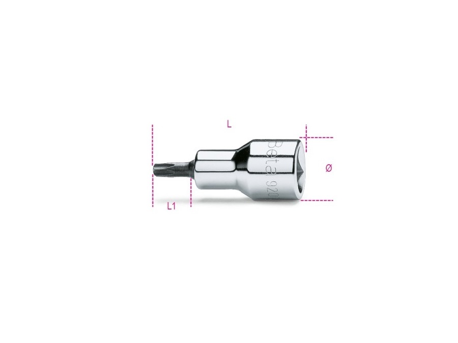 BETA UTENSILI Chiave a bussola maschio per viti con impronta Torx, con attacco quadro femmina 1/2" cromate - inserti bruniti