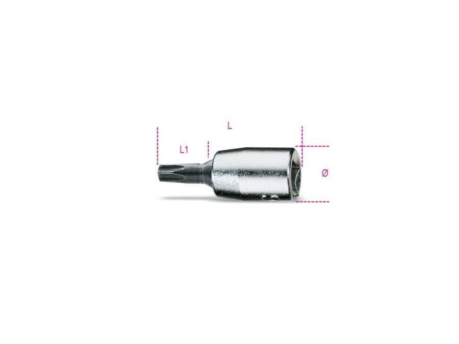 BETA UTENSILI Chiave a bussola maschio per viti con impronta Torx con attacco quadro femmina 1/4" cromata - inserti bruniti