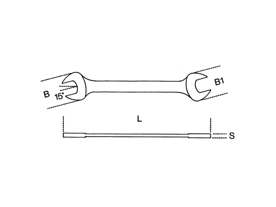 BETA UTENSILI Chiave a forchetta doppia cromata lucida - MISURA 30x32 mm - L (297 mm) - A (63,5 mm) - A1 (67,5 mm) - S (9 mm)