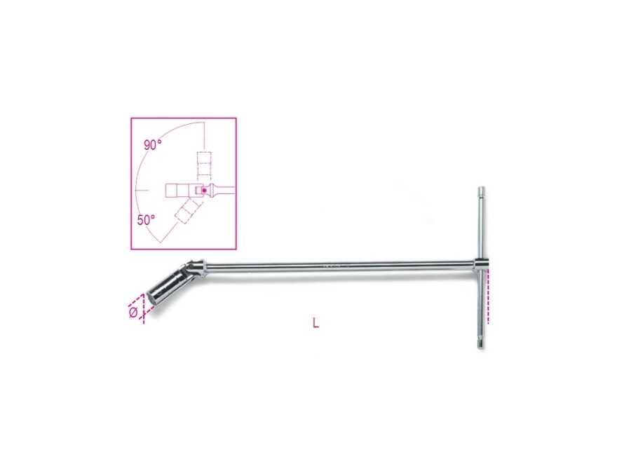 BETA UTENSILI Chiave a T con bussola snodata tipo normale, per candele d'accensione