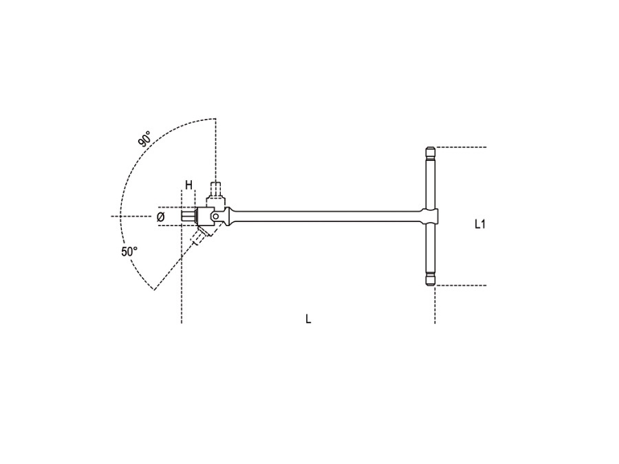 BETA UTENSILI Chiave a T con maschio esagonale snodato cromata