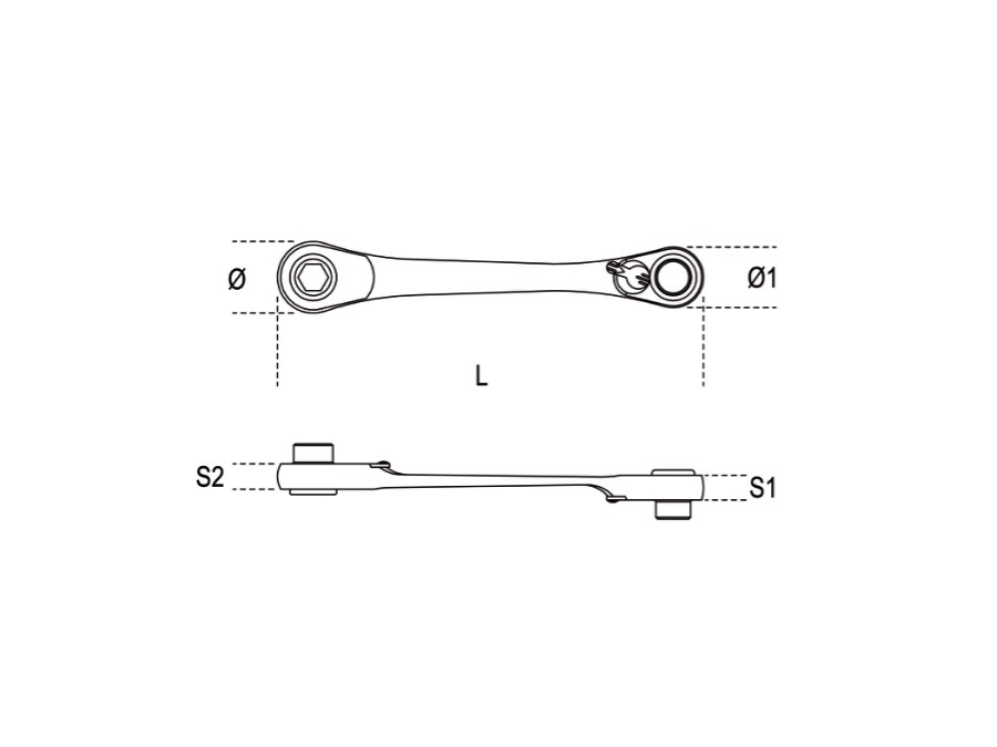 BETA UTENSILI Chiave portainserti diritta a cricchetto reversibile 1/4" - 5/16" cromata