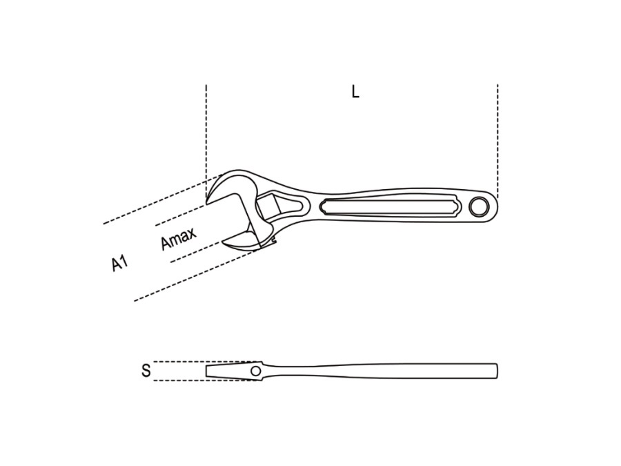 BETA UTENSILI Chiave regolabile a rullino con scala graduata fosfatata - MISURA L (300 mm) - A max (35 mm) - A1 (84 mm) - S (18 mm)