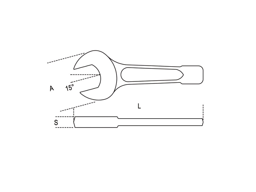 BETA UTENSILI Chiavi a forchetta semplici a percussione zincate, 58 - MISURA 34 mm - L (200 mm) - A (71 mm) - S (18 mm)