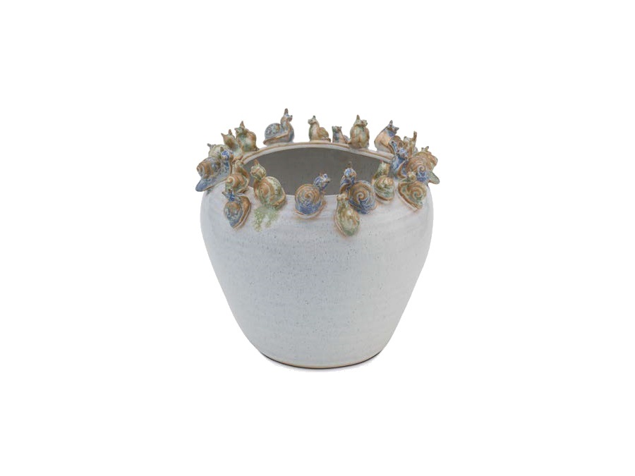 RITUALI DOMESTICI Chiocciole, cachepot 24x23x19,5h cm, bianco
