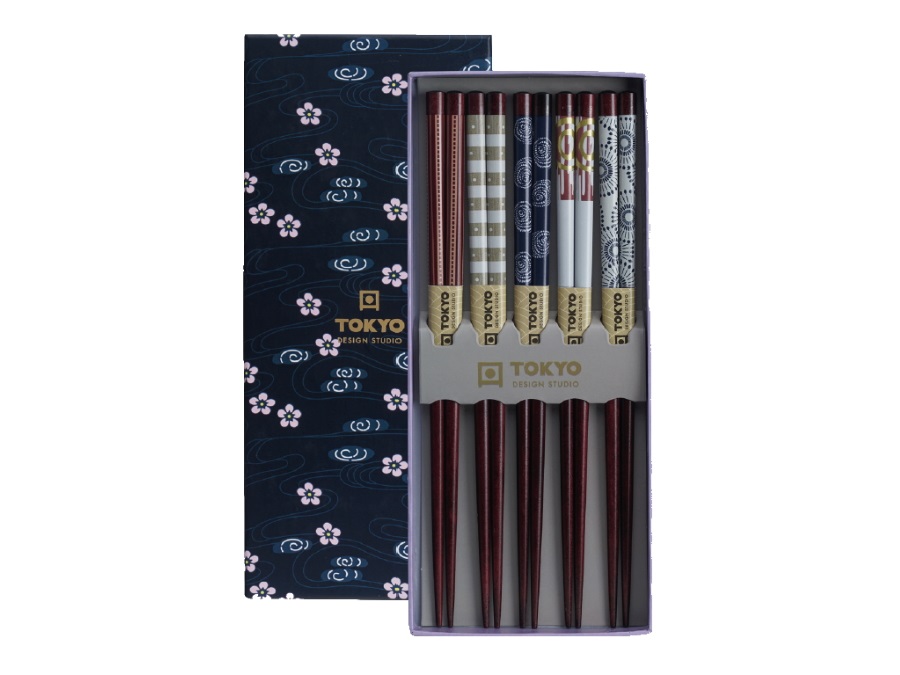 TOKYO DESIGN STUDIO Chopstick, set 5 coppie di bacchette, mixed designs