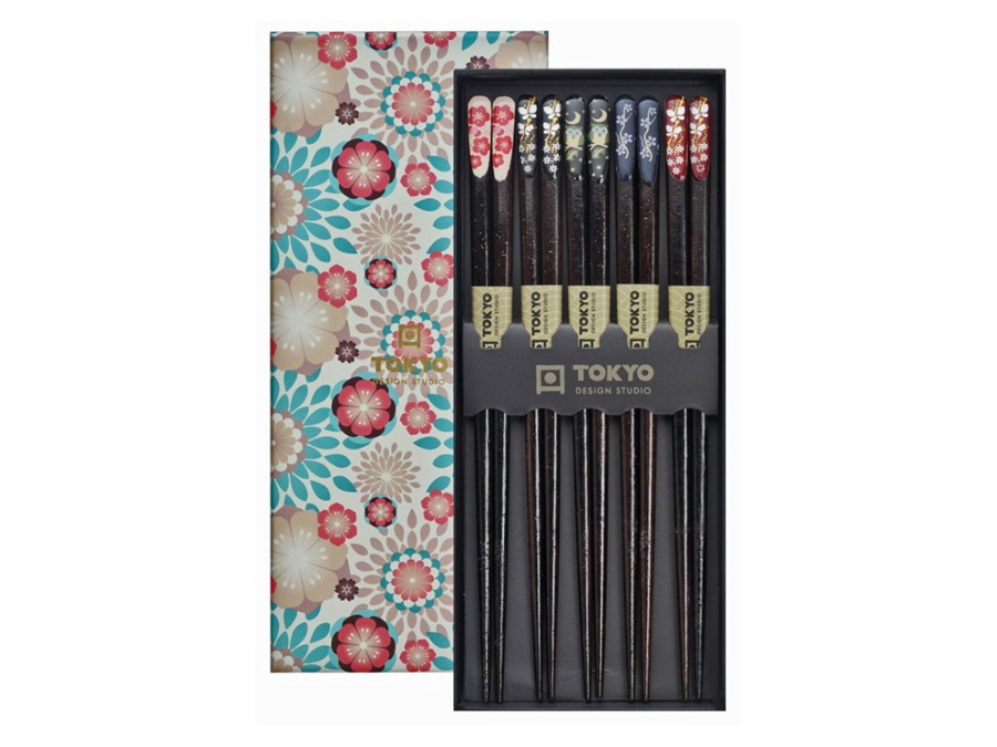 TOKYO DESIGN STUDIO Chopstick, set 5 coppie di bacchette, nippon floral