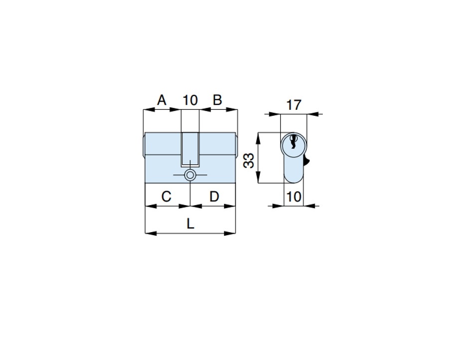 MG SERRATURE CILINDRO DOPPIO 23x10x23 mm