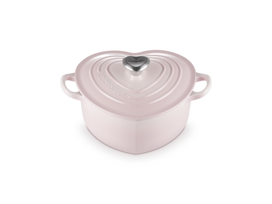 LE CREUSET Cocotte a cuore in ghisa vetrificata con pomello a cuore - shell pink