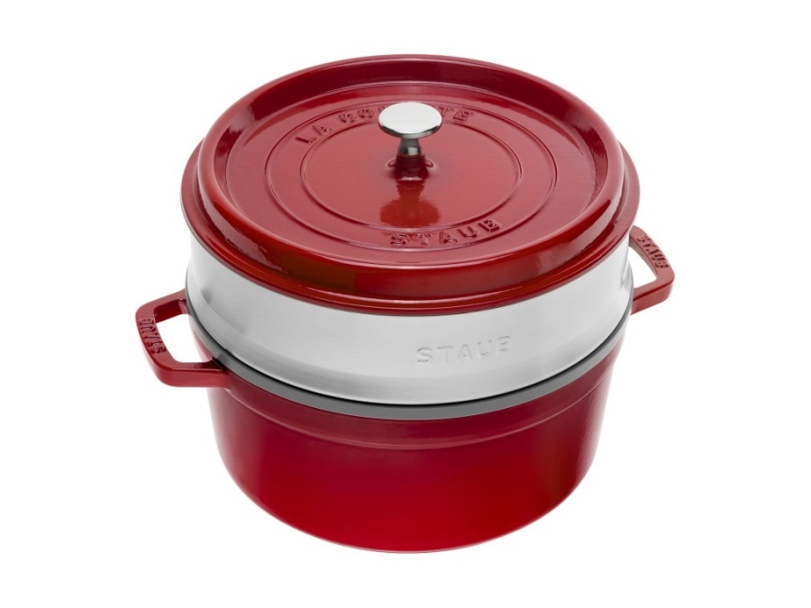 STAUB Cocotte con cestello a vapore ciliegia, ø 24 cm