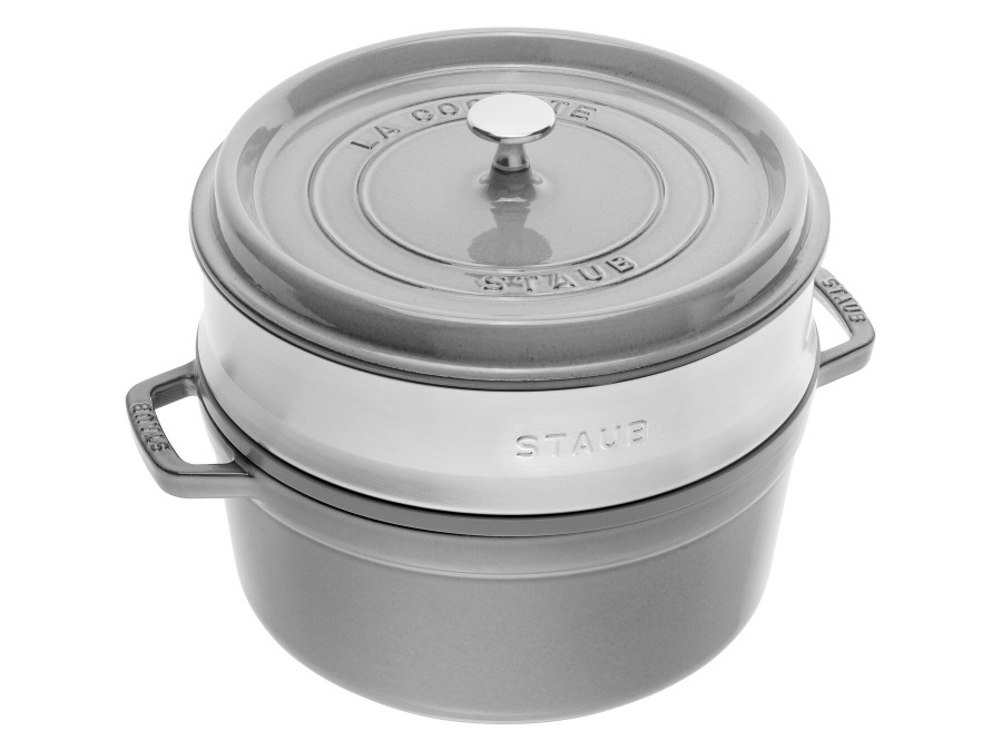 STAUB COCOTTE CON CESTELLO A VAPORE grigio grafite, ø 26 cm