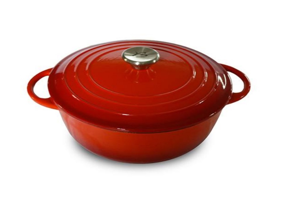 BAUMALU Cocotte ovale in ghisa smaltata con coperchio, 29 x 22 x 11 / 5L