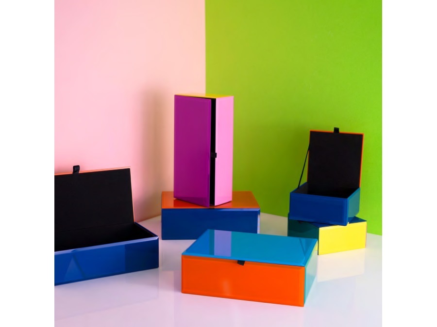 WD LIFESTYLE Cofanetto in vetro blu 11,5x11,5x6 cm