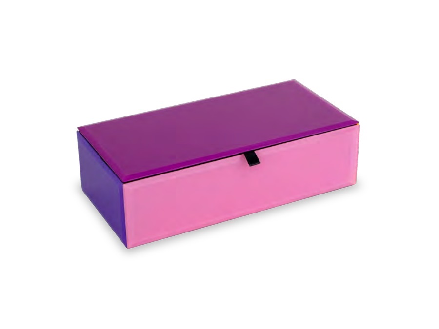 WD LIFESTYLE Cofanetto in vetro rosa 22x11x6,5 cm