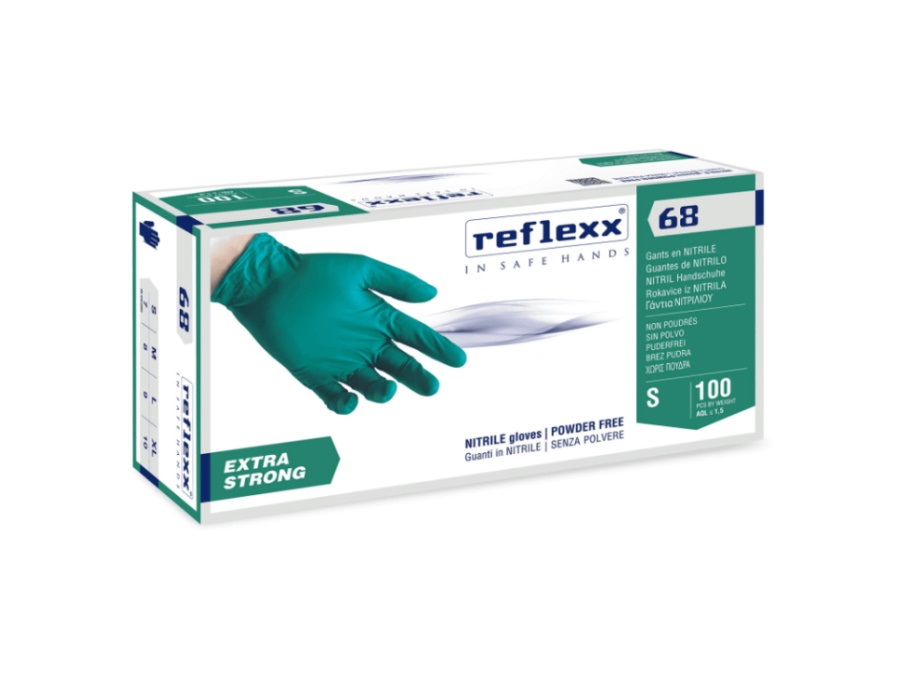 REFLEXX Confezione 100 guanti in nitrile senza polvere 68 - 6 gr - TAGLIA XL