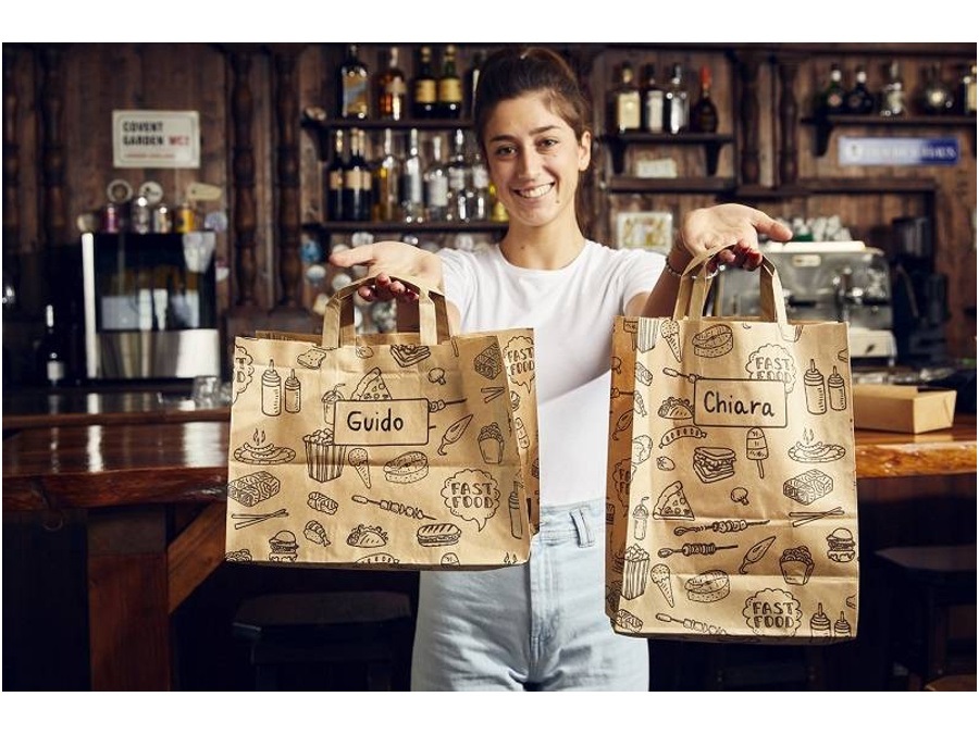 LEONE Confezione 50 shopper take away - 32+21x27 cm