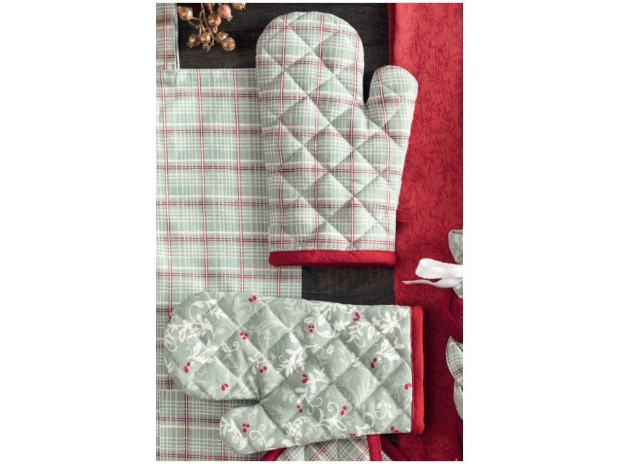 BRANDANI GIFT GROUP S.A.S. Connubio, Guanto 1 lato foglie verdi 1 lato quadri 17x27 cm