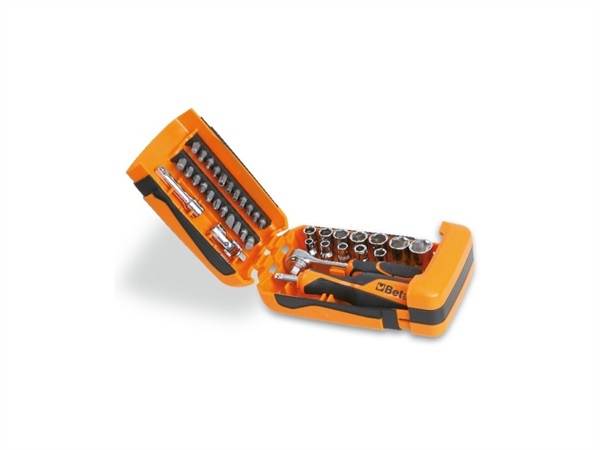 BETA UTENSILI Assortimento di 11 chiavi a bussola esagonali, 21 inserti per avvitatori e 7 accessori, in cassetta di plastica - 900/C3