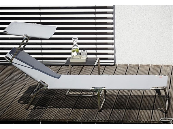 FIAM S.P.A. Amigo lettino top, telo bianco/grigio con parasole