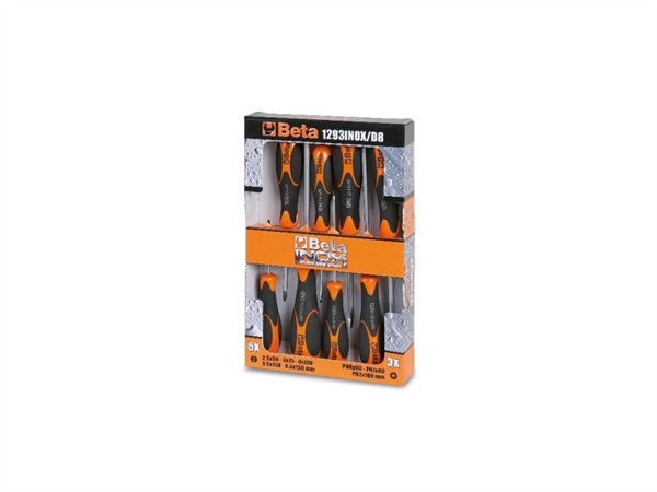BETA UTENSILI Serie di 8 giravite in acciaio inossidabile - 1293INOX/D8