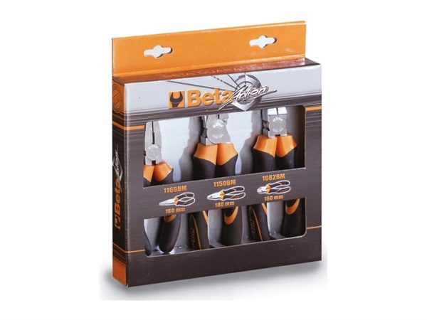 BETA UTENSILI Assortimento di 1 pinza universale, 1 pinza becchi mezzotondi lunghi e 1 tronchese